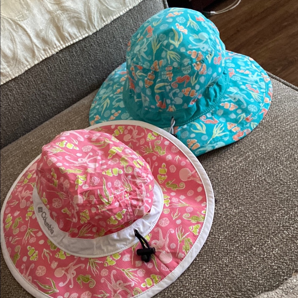 Columbia Pink Floral Sun Hat + Teal Floral Sun Hat - Booney Beach Hats OS